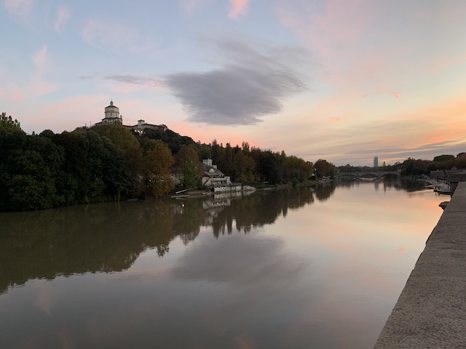 The river Po at sunset